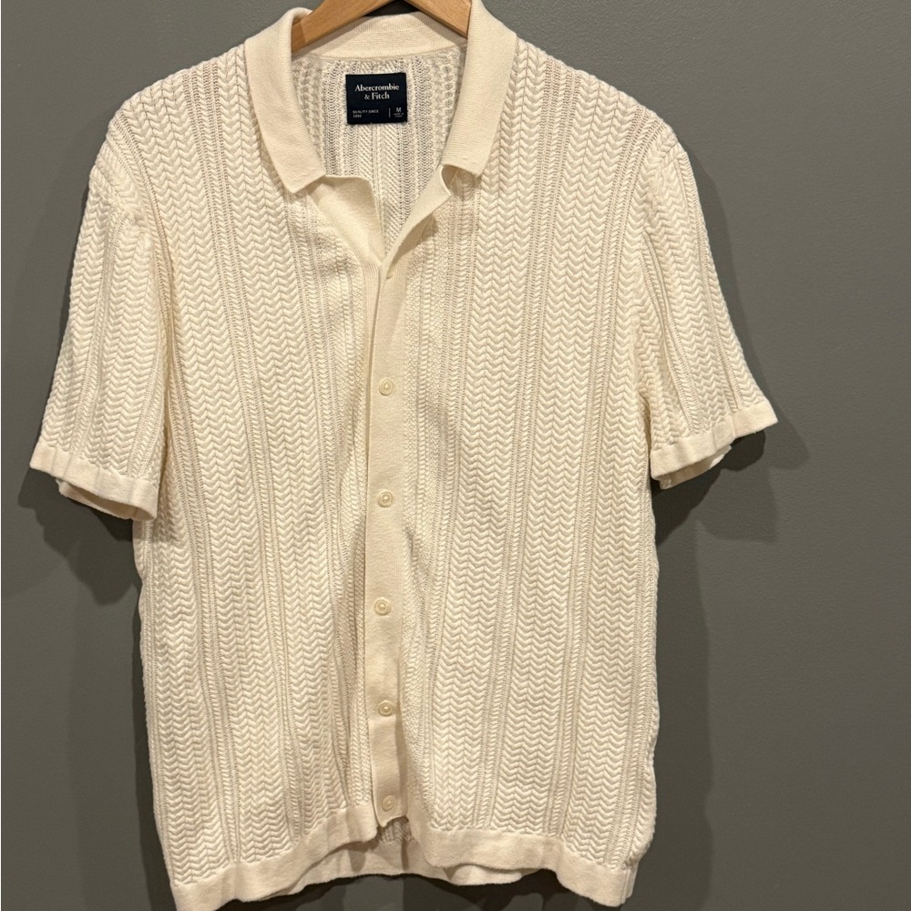 *GENTLY WORN* Men's Abercrombie & Fitch Size M Cable Butto-Through Sweater Polo